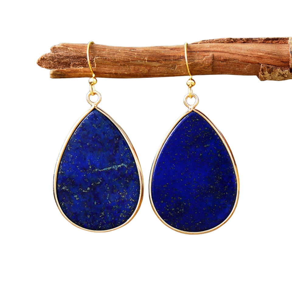 Crystal Drop Flat Eardrop Earrings GEMROCKY-Jewelry-Lapis Lazuli-