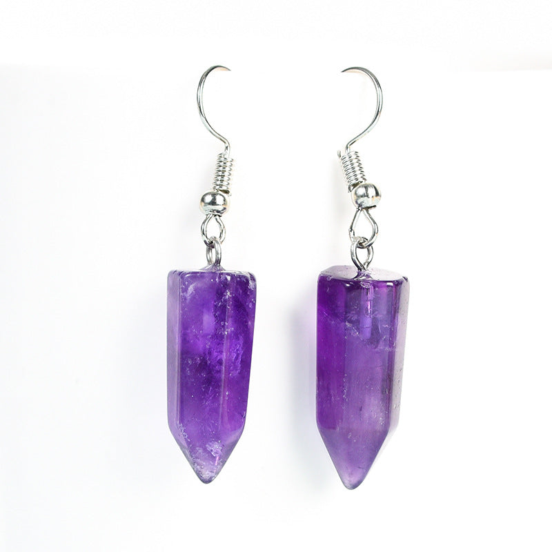 Crystal Drop Hexagonal Prism Eardrop Earrings GEMROCKY-Jewelry-Amethyst-