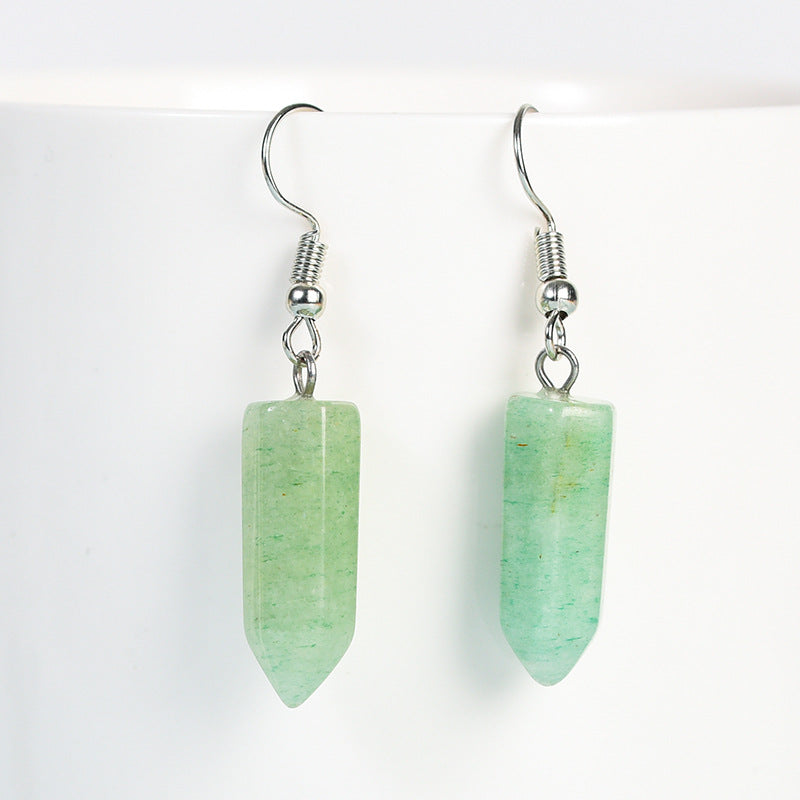 Crystal Drop Hexagonal Prism Eardrop Earrings GEMROCKY-Jewelry-Green Aventurine-