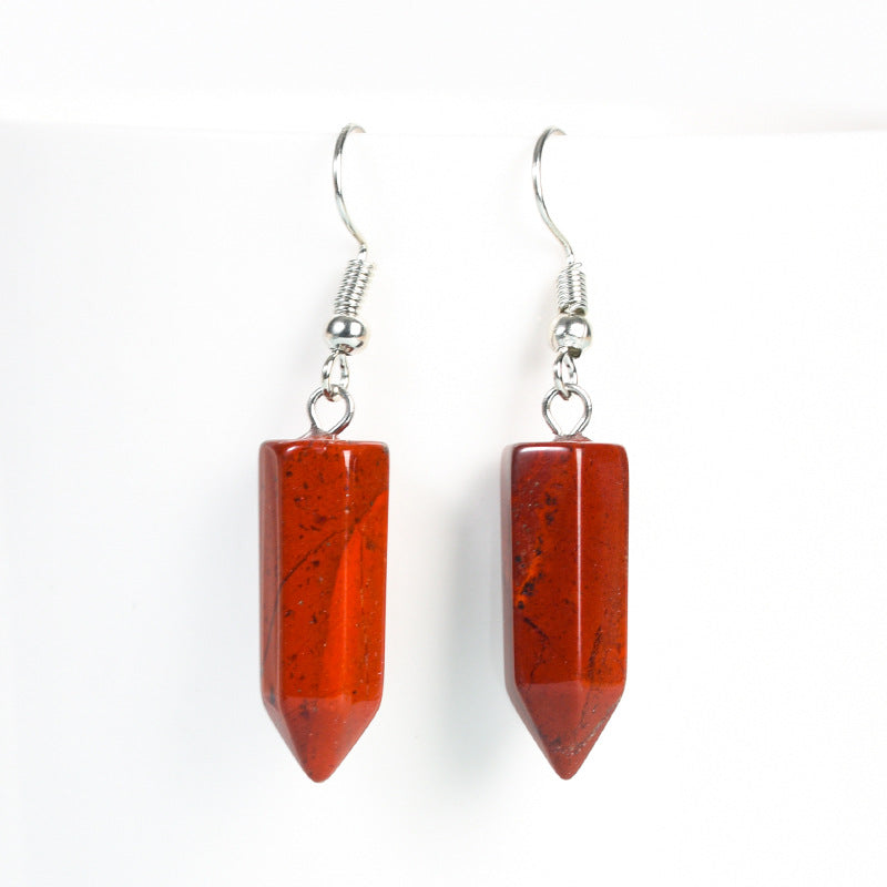 Crystal Drop Hexagonal Prism Eardrop Earrings GEMROCKY-Jewelry-Red Jasper-