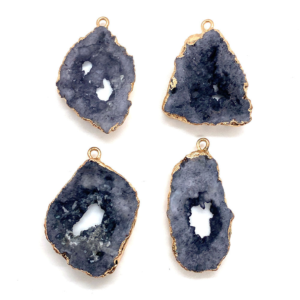 Crystal Druzy Agate Geode Pendants for Necklace GEMROCKY-Jewelry-Black-