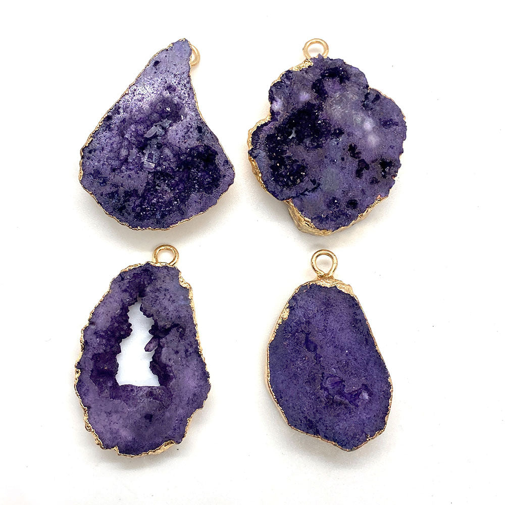 Crystal Druzy Agate Geode Pendants for Necklace GEMROCKY-Jewelry-Purple-