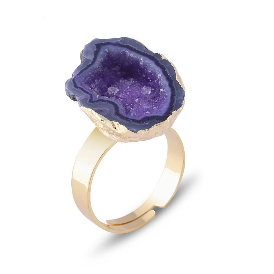 Crystal Druzy Cluster Rings GEMROCKY-Jewelry-Purple-
