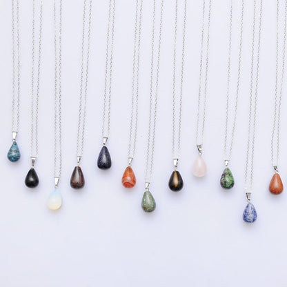 Crystal Egg Drop Pendant Necklaces GEMROCKY-Jewelry-