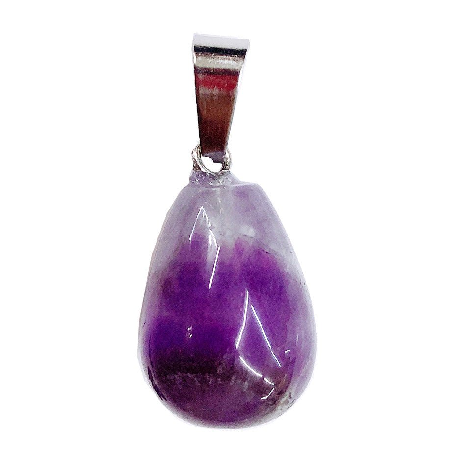 Crystal Egg Drop Pendant Necklaces GEMROCKY-Jewelry-Amethyst-