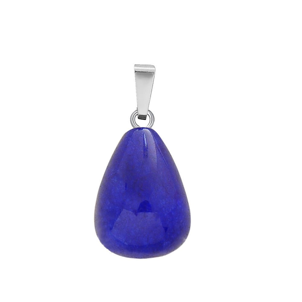 Crystal Egg Drop Pendant Necklaces GEMROCKY-Jewelry-Blue Agate-