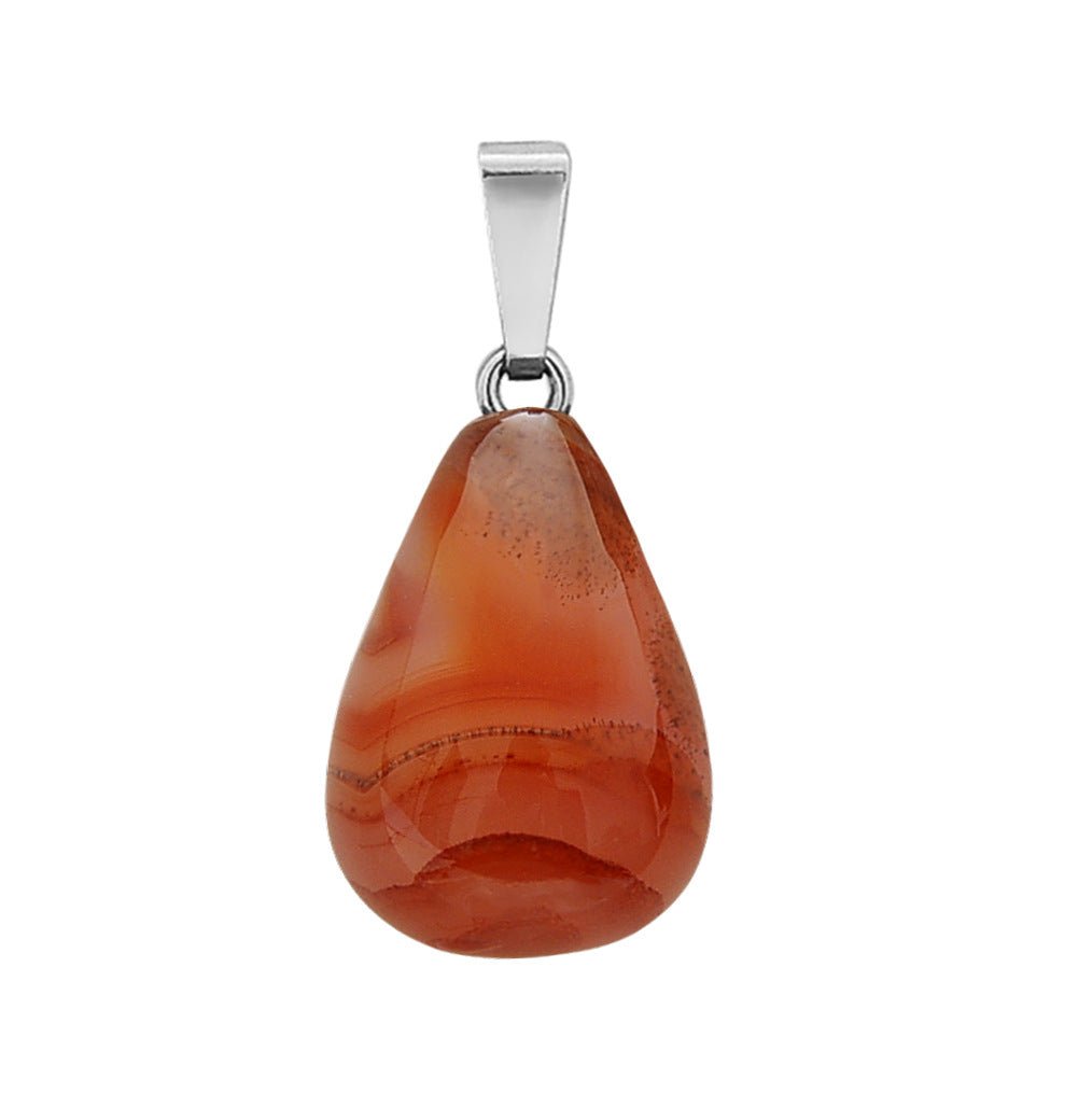 Crystal Egg Drop Pendant Necklaces GEMROCKY-Jewelry-Carnelian-