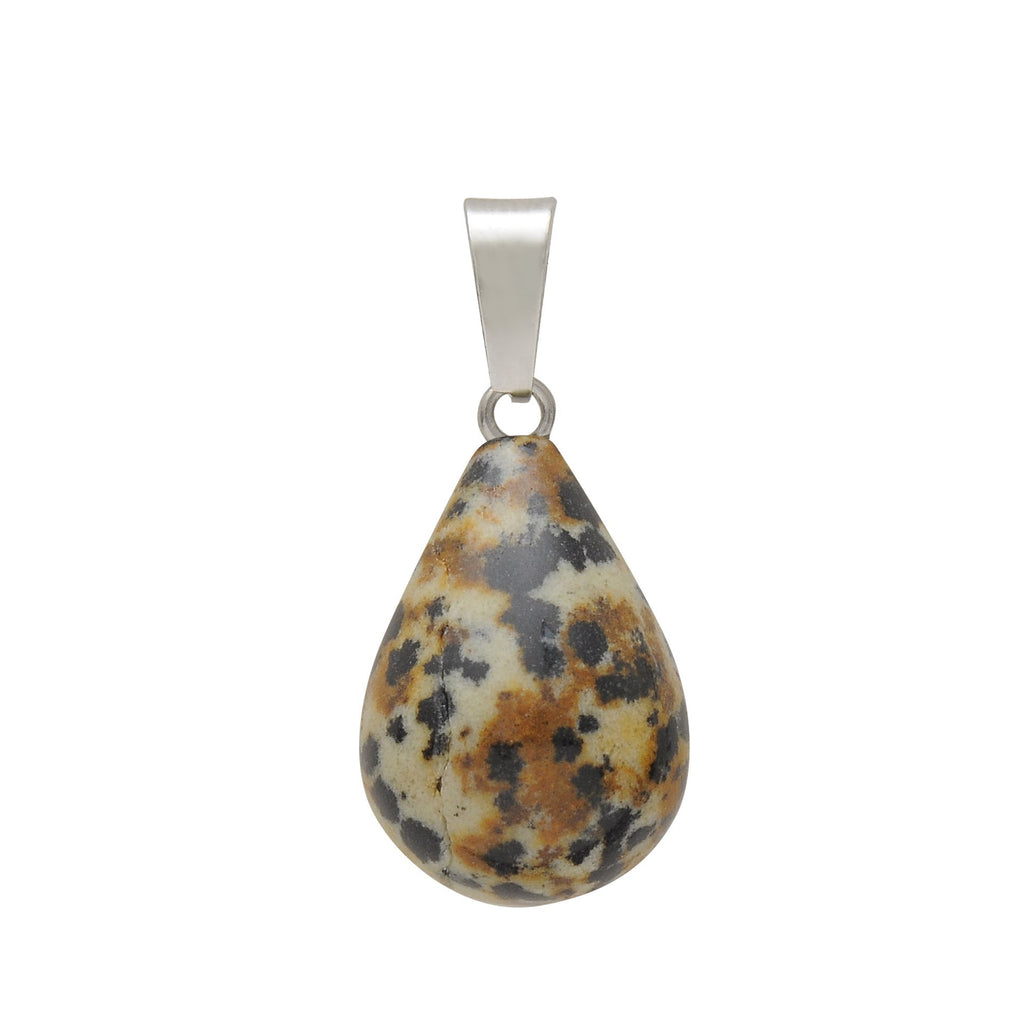 Crystal Egg Drop Pendant Necklaces GEMROCKY-Jewelry-Dalmatian Jasper-