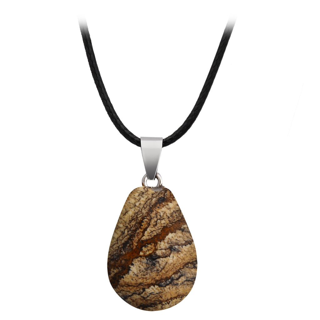 Crystal Egg Drop Pendant Necklaces GEMROCKY-Jewelry-Picture Jasper-