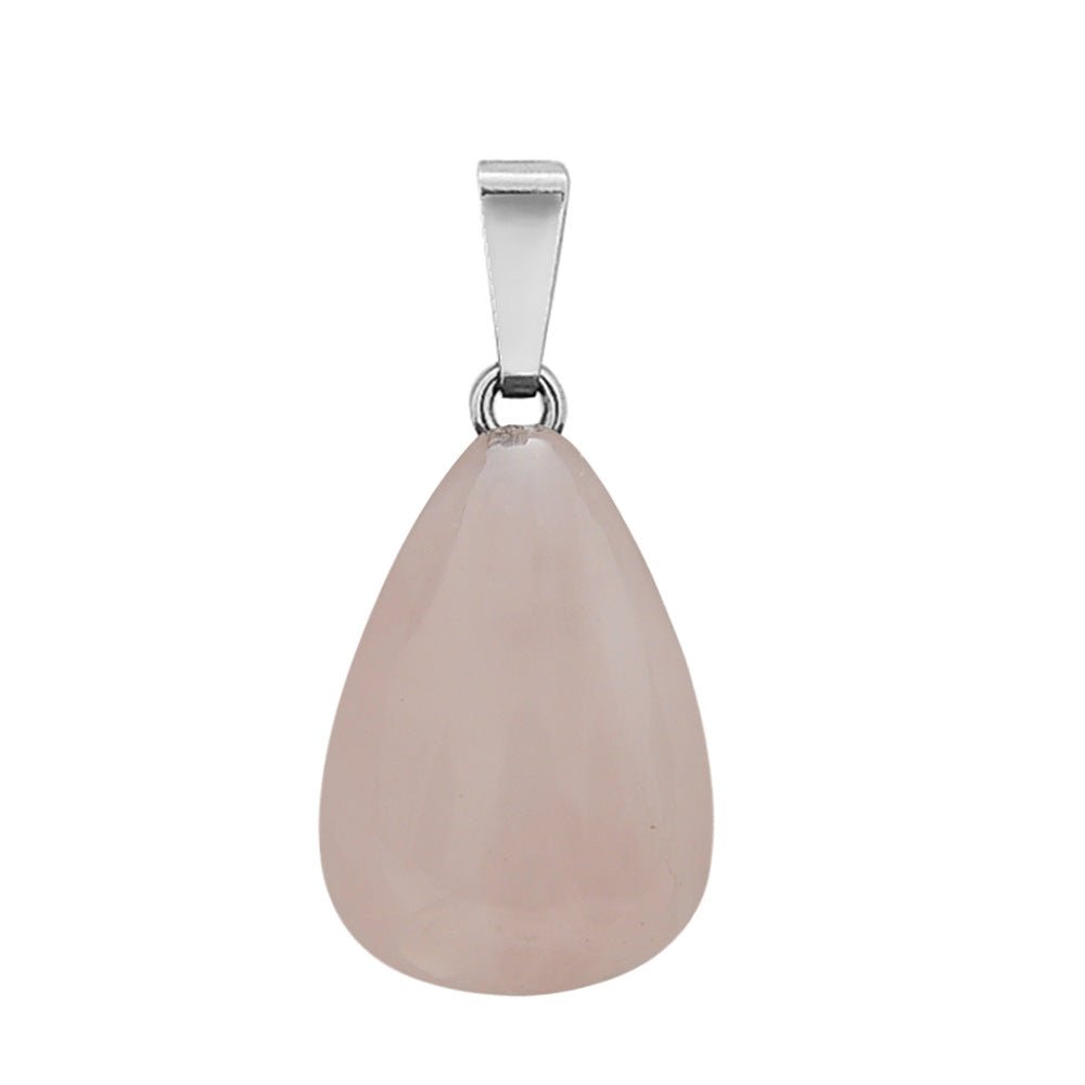 Crystal Egg Drop Pendant Necklaces GEMROCKY-Jewelry-Rose Quartz-