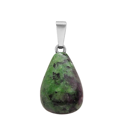 Crystal Egg Drop Pendant Necklaces GEMROCKY-Jewelry-Ruby Zoisite-