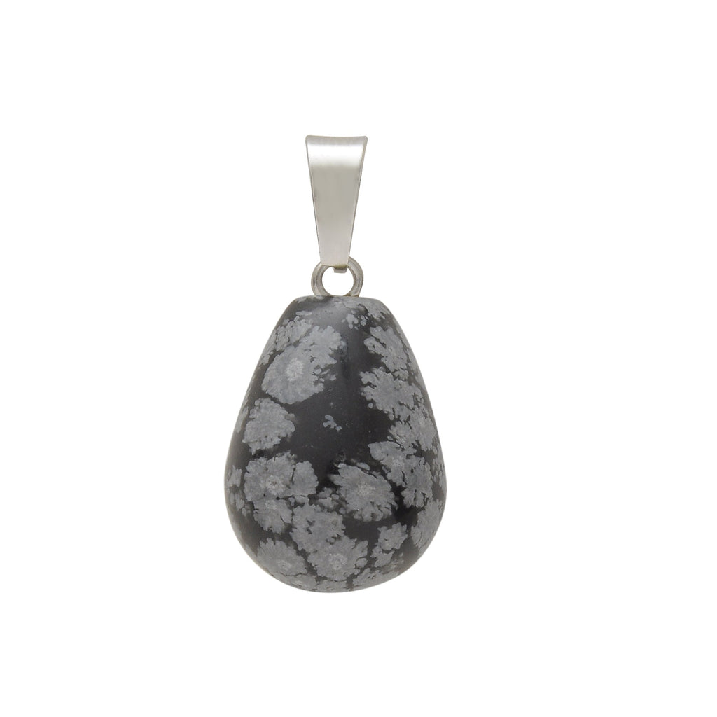 Crystal Egg Drop Pendant Necklaces GEMROCKY-Jewelry-Snowflake Obsidian-