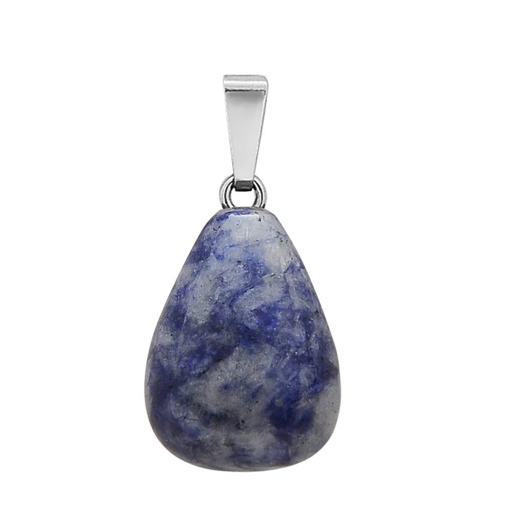 Crystal Egg Drop Pendant Necklaces GEMROCKY-Jewelry-Sodalite-