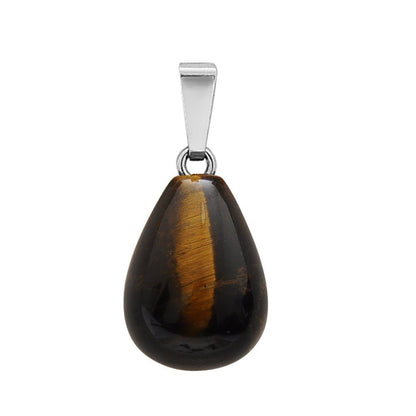 Crystal Egg Drop Pendant Necklaces GEMROCKY-Jewelry-Tiger Eye-