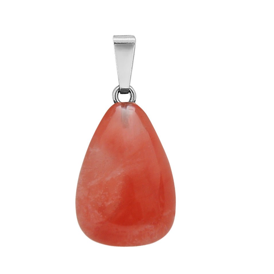 Crystal Egg Drop Pendant Necklaces GEMROCKY-Jewelry-Watermelon Red Stone-
