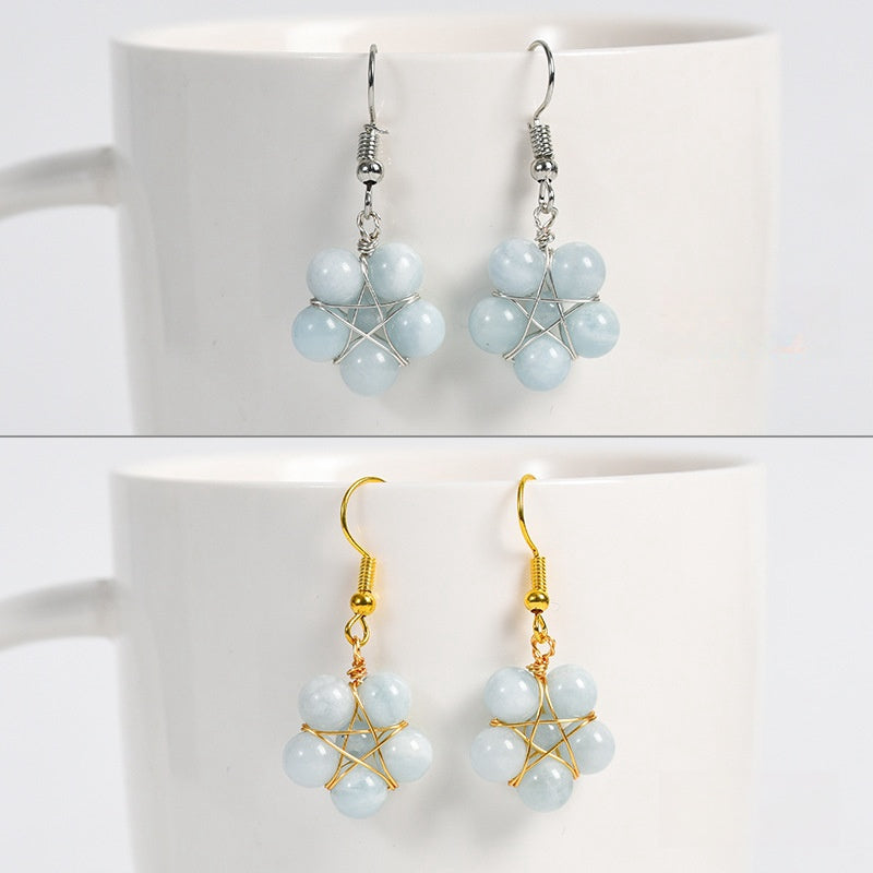 Crystal Flower Bead Eardrop Earrings GEMROCKY-Jewelry-Aquamarine-Silver Color-