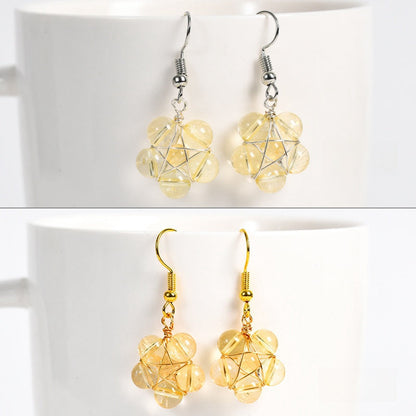 Crystal Flower Bead Eardrop Earrings GEMROCKY-Jewelry-Citrine-Silver Color-