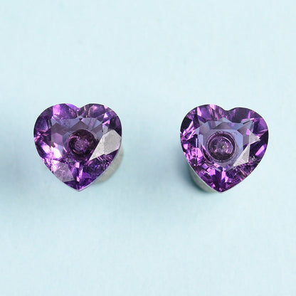 Crystal Gem Earrings GEMROCKY-Jewelry-Amethyst Heart-