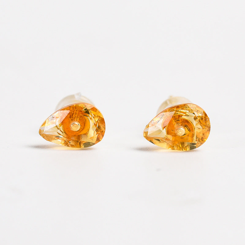 Crystal Gem Earrings GEMROCKY-Jewelry-Citrine Water Drop-