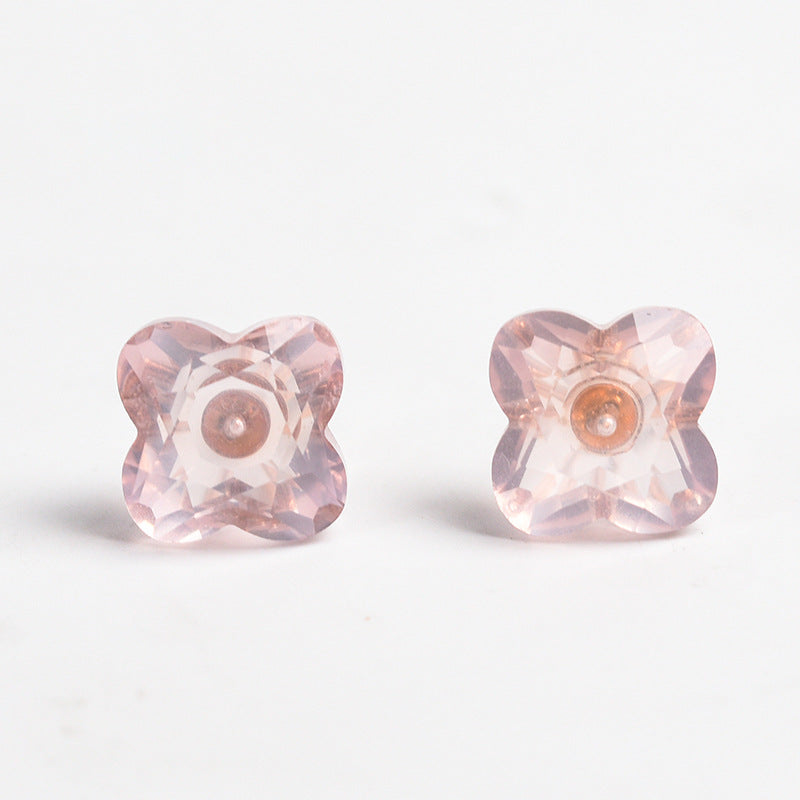 Crystal Gem Earrings GEMROCKY-Jewelry-Rose Quartz Clover-