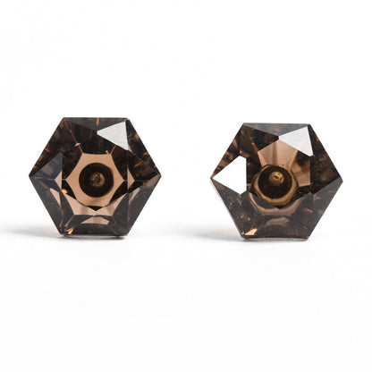 Crystal Gem Earrings GEMROCKY-Jewelry-Smoky Quartz Hexagon-