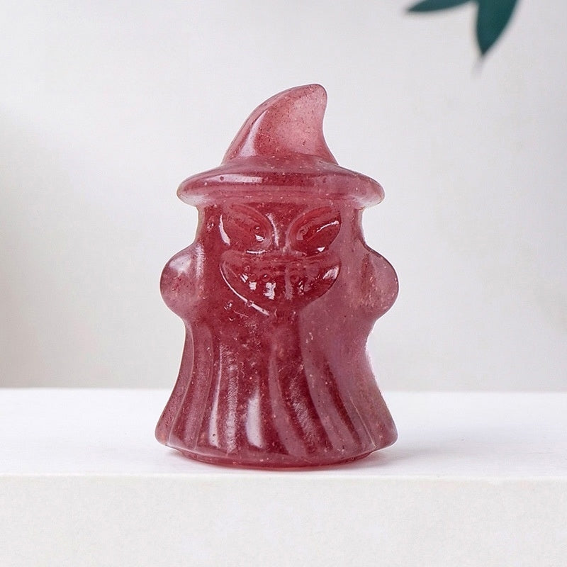 Crystal Ghost 4cm Carvings GEMROCKY-Carvings-Strawberry Quartz-