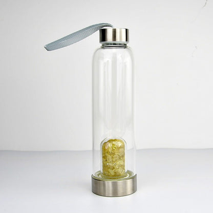 Crystal Gravel Chip Dome Stainless Steel Water Bottles GEMROCKY-Decoration-Citrine-