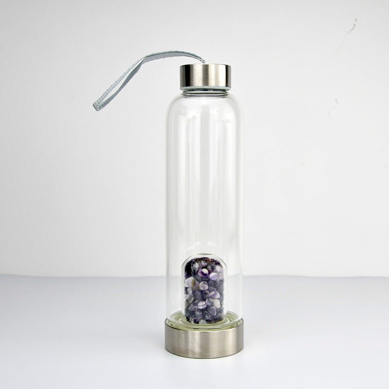 Crystal Gravel Chip Dome Stainless Steel Water Bottles GEMROCKY-Decoration-Dream Amethyst-