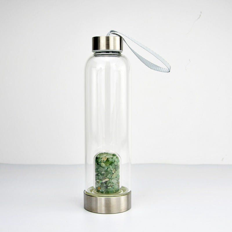 Crystal Gravel Chip Dome Stainless Steel Water Bottles GEMROCKY-Decoration-Green Aventurine-