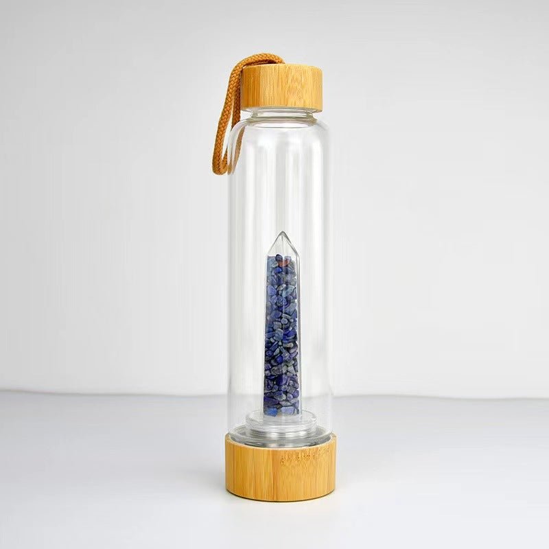 Crystal Gravel Chip Obelisk Bamboo Water Bottles GEMROCKY-Decoration-Lapis Lazuli-