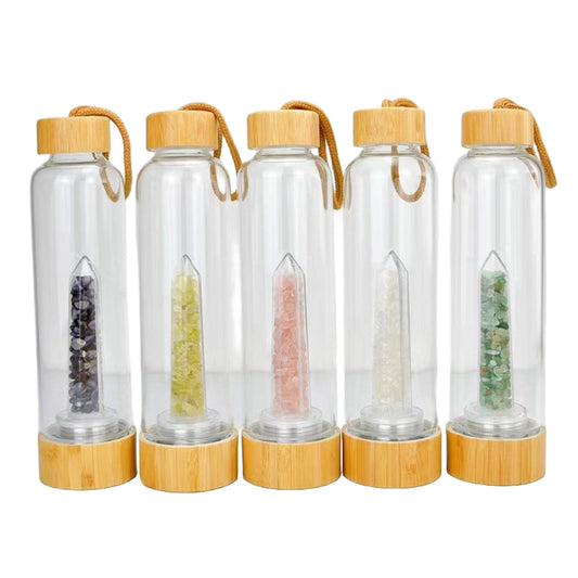 Crystal Gravel Chip Obelisk Bamboo Water Bottles GEMROCKY-Decoration-