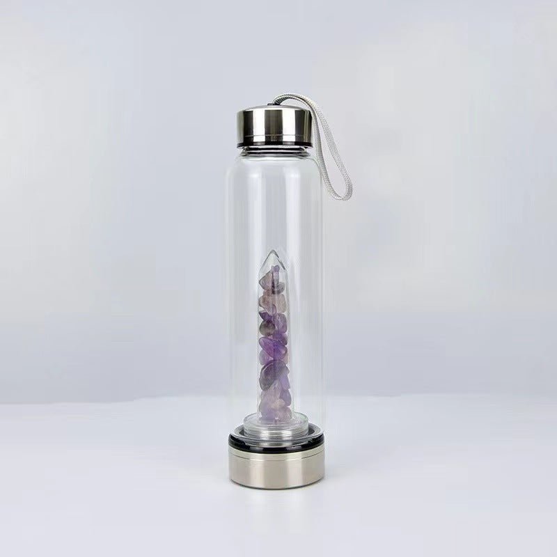 Crystal Gravel Chip Obelisk Stainless Steel Water Bottles GEMROCKY-Decoration-Amethyst-