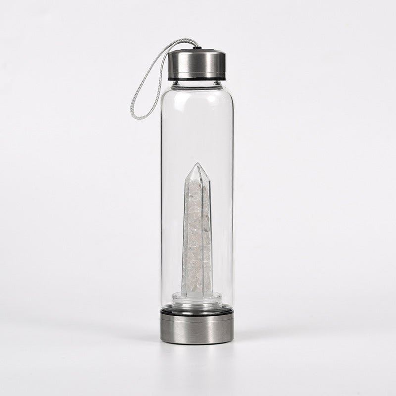 Crystal Gravel Chip Obelisk Stainless Steel Water Bottles GEMROCKY-Decoration-Clear Quartz-