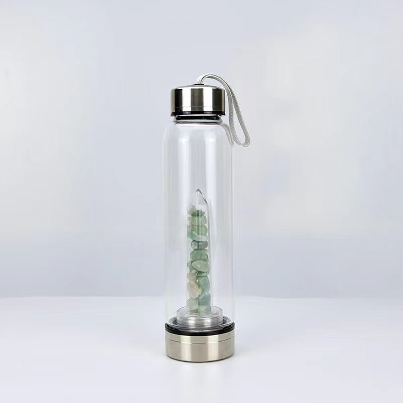 Crystal Gravel Chip Obelisk Stainless Steel Water Bottles GEMROCKY-Decoration-Green Aventurine-