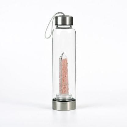 Crystal Gravel Chip Obelisk Stainless Steel Water Bottles GEMROCKY-Decoration-Rose Quartz-