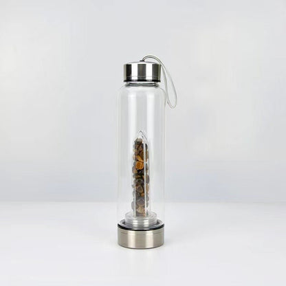 Crystal Gravel Chip Obelisk Stainless Steel Water Bottles GEMROCKY-Decoration-Tiger Eye Stone-