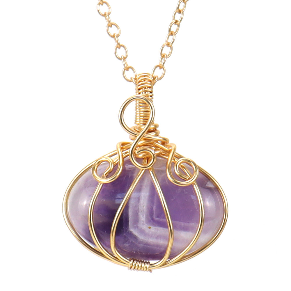 Crystal Halloween Pumpkin Lantern Pendant Necklaces GEMROCKY-Jewelry-Dream Amethyst-