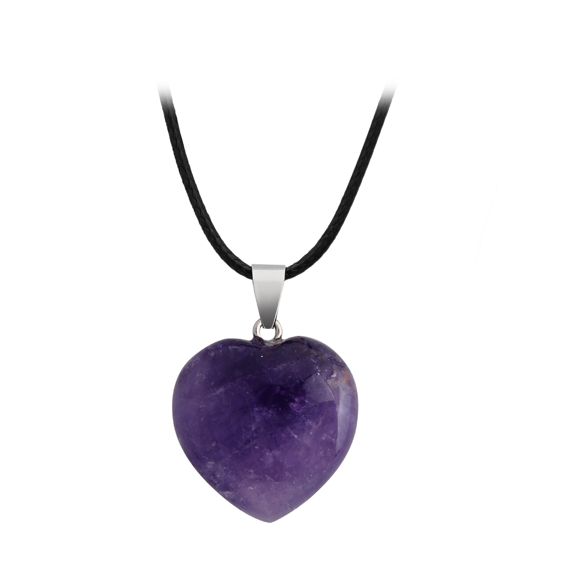 Crystal Heart Drop Pendant Necklace GEMROCKY-Jewelry-Amethyst-