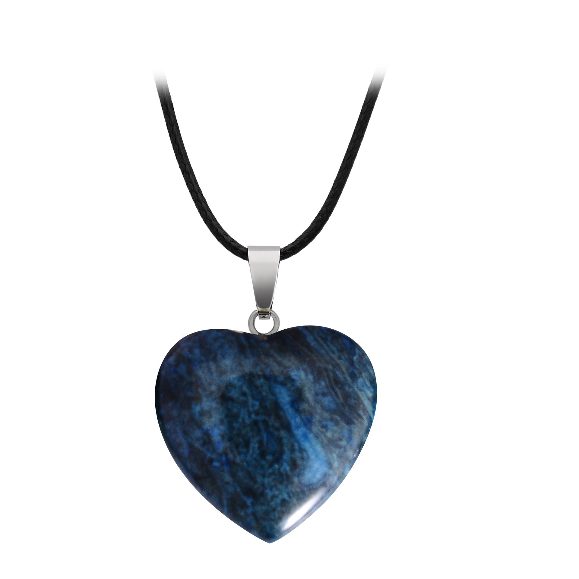 Crystal Heart Drop Pendant Necklace GEMROCKY-Jewelry-Blue Agate-