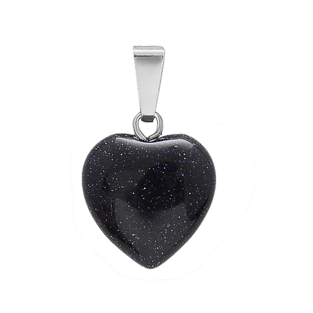 Crystal Heart Drop Pendant Necklace GEMROCKY-Jewelry-Blue Sandstone-