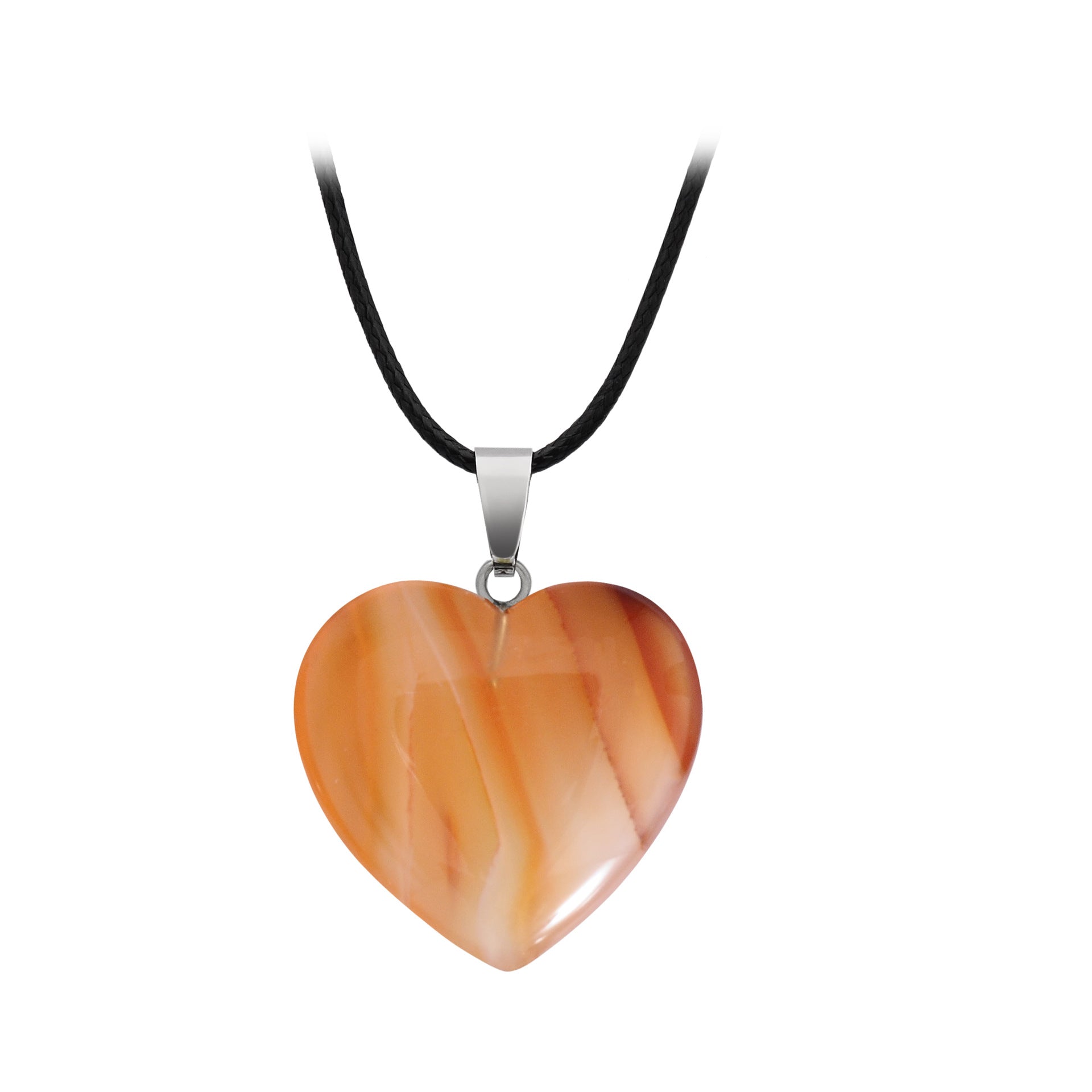 Crystal Heart Drop Pendant Necklace GEMROCKY-Jewelry-Carnelian-