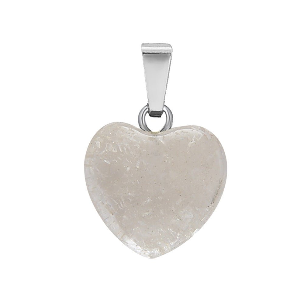 Crystal Heart Drop Pendant Necklace GEMROCKY-Jewelry-Clear Quartz-