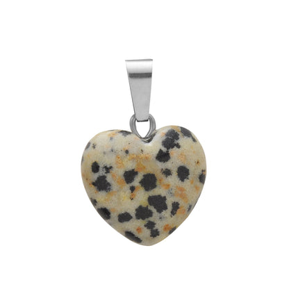 Crystal Heart Drop Pendant Necklace GEMROCKY-Jewelry-Dalmatian Jasper-