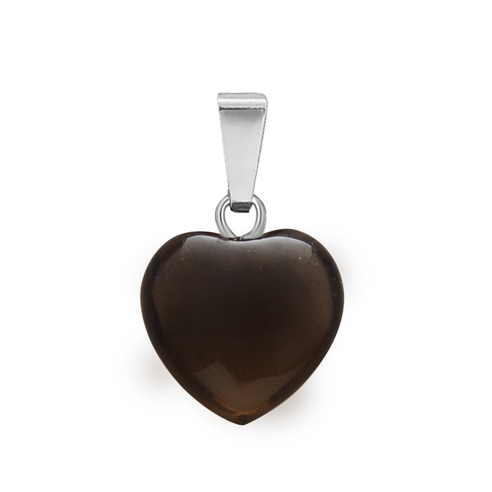 Crystal Heart Drop Pendant Necklace GEMROCKY-Jewelry-Gray Agate-