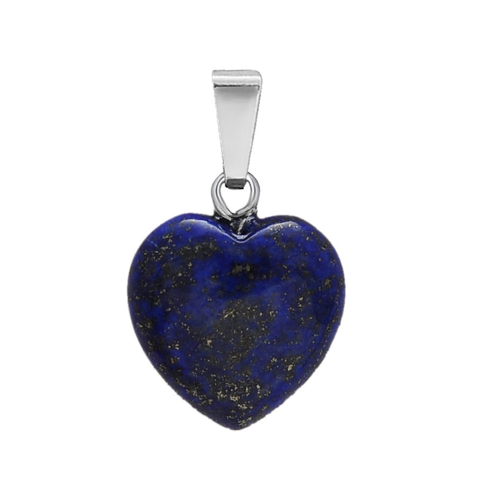 Crystal Heart Drop Pendant Necklace GEMROCKY-Jewelry-Lapis Lazuli-