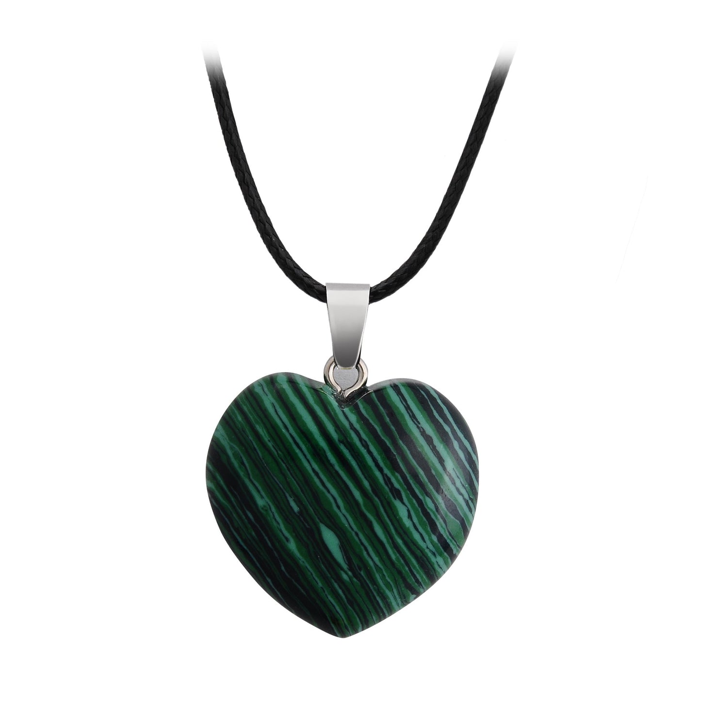 Crystal Heart Drop Pendant Necklace GEMROCKY-Jewelry-Malachite-