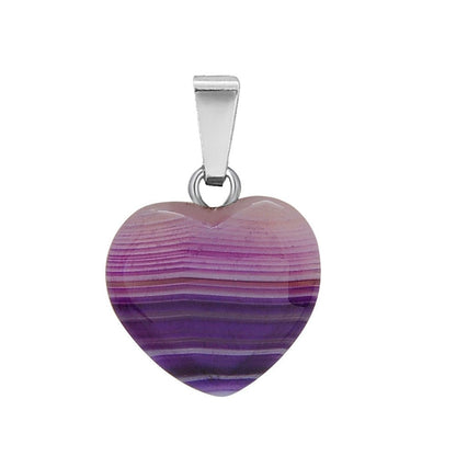 Crystal Heart Drop Pendant Necklace GEMROCKY-Jewelry-Purple Stripe Agate-