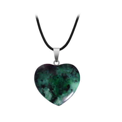 Crystal Heart Drop Pendant Necklace GEMROCKY-Jewelry-Ruby Zoisite-