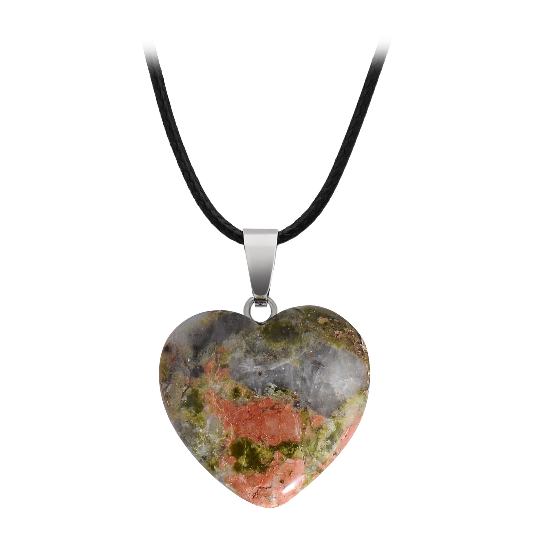 Crystal Heart Drop Pendant Necklace GEMROCKY-Jewelry-Unakite-