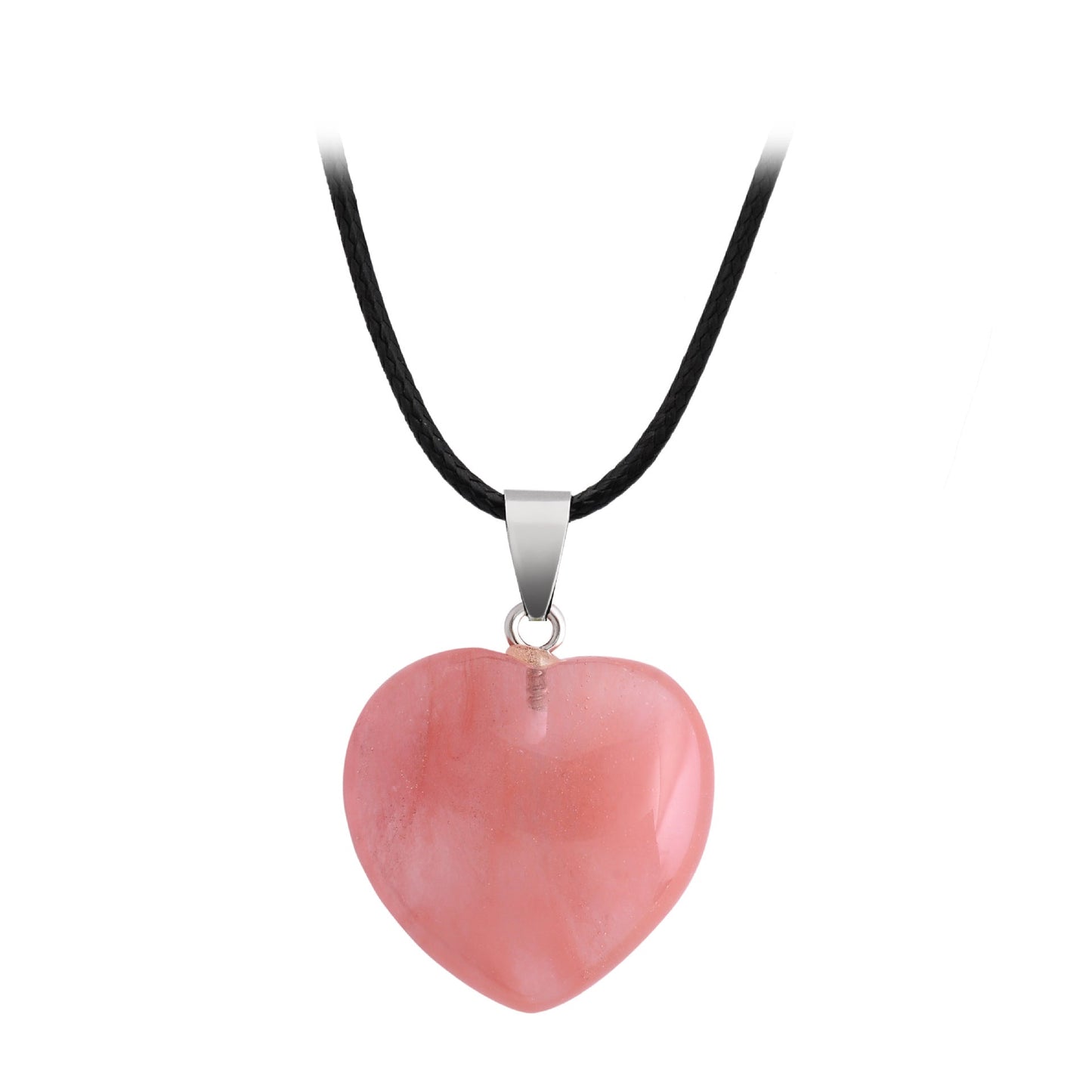 Crystal Heart Drop Pendant Necklace GEMROCKY-Jewelry-Watermelon Red Stone-